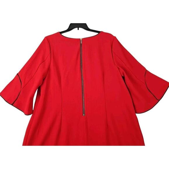 LANE BRYANT ~Woman Size 20~ Red Crepe Bell Sleeves Dress Fully Lined. - Picture 8 of 11